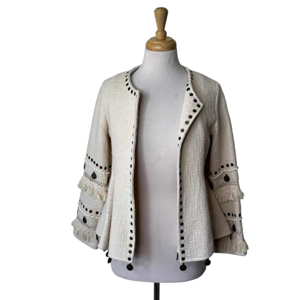 Spell & the Gypsy Collective Alphie Open Front Peplum Blazer Small - Picture 2 of 13